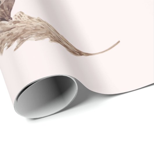 Boho Oh Baby Bruin Roze Naam Aankomst Datum Cadeaupapier (Rol Hoek)