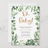 Boho Oh Baby shower Invitation, Invitation Succule (Devant)