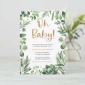 Boho Oh Baby shower Invitation, Invitation Succule (Debout devant)