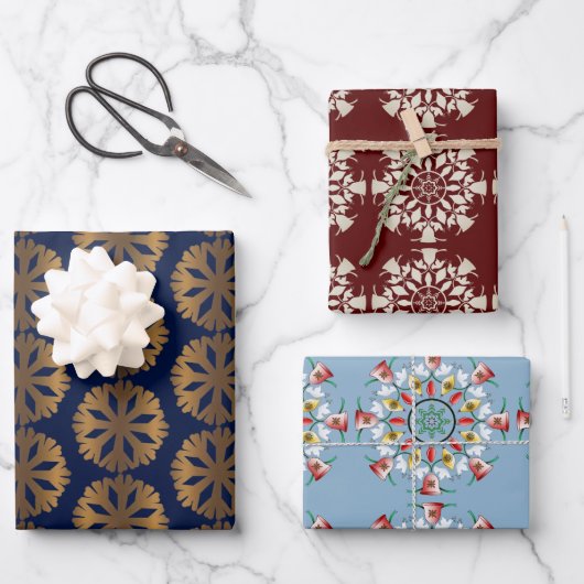 Boho Old Fashioned Kerstmis Mandala Snowflake Inpakpapier Vel (Voorkant)