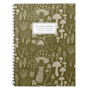 Boho Olive Green Mushroom Notitieboek