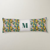 Boho Omkeerbare Abstracte Bloemkunst Monogrammed Lichaamskussen (Achterkant)