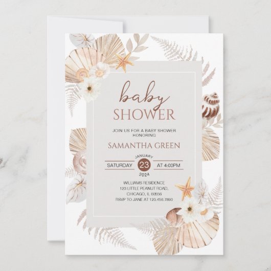 Boho onder het Zee Baby shower Kaart (Voorkant)