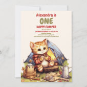 Boho One Happy Camper 1e verjaardagsfeestje Kaart (Voorkant)