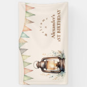 Boho One Happy Camper 1e verjaardagsfeestje Spandoek (Verticaal)