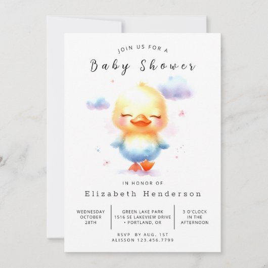Boho Online Duck Baby shower Kaart (Voorkant)