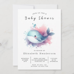 Boho Online Whale Baby shower Kaart