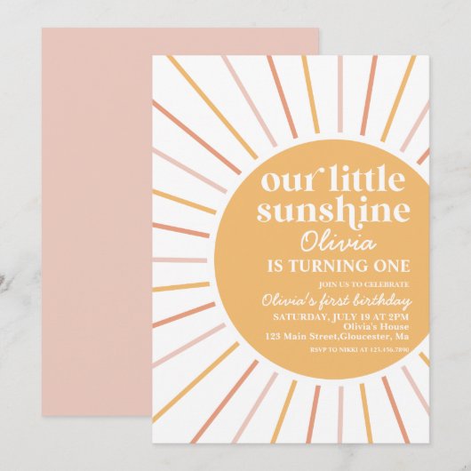 boho onze kleine sunshine verjaardagsuitnodiging kaart (Voorkant / Achterkant)
