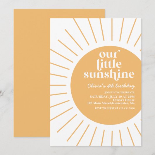 boho onze kleine zon verjaardag kaart (Voorkant / Achterkant)
