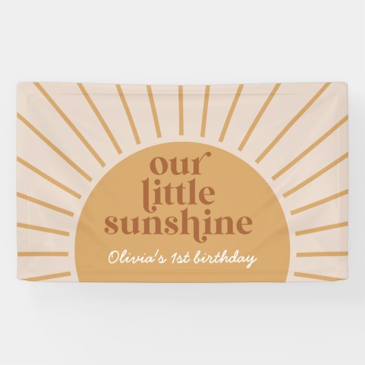 Boho Onze Kleine Zonneschijn 1e verjaardag Spandoek (Horizontaal)