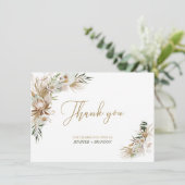 Boho Or/Bohème Mariage Faveur Carte de remerciemen (Debout devant)