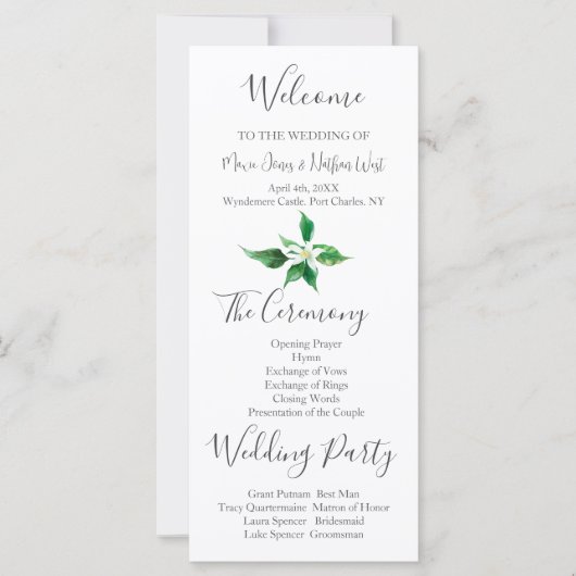 Boho Orange Blossom Wedding Programme (Devant)