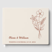 Boho Orange Brûlé | Livre d'or de mariage aux fleu (Recto)