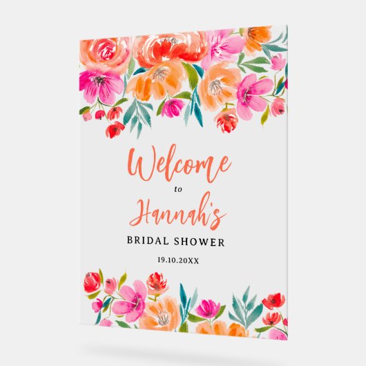 Boho orange fleuri fleur sauvage accueil de mariée (Angle)