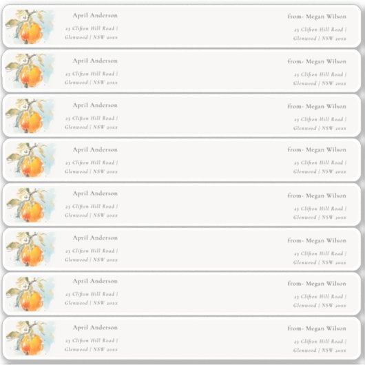 Boho Orange Invité Envelopper autour du Étiquette (Devant)