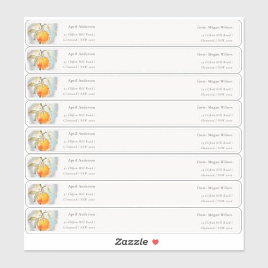 Boho Orange Invité Envelopper autour du Étiquette  (Feuille)