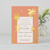 Boho orange Palm Springs mariage Foil Invitation (Debout devant)