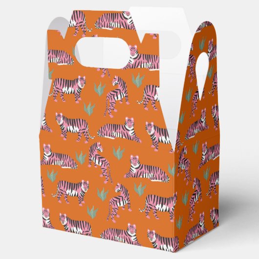 Boho Orange Pink Jungle Tigers Bedankdoosjes (Geopend)