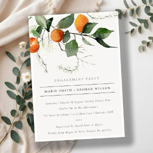 Boho Oranje Blossom Botanisch Verloving Invite Bedankkaart