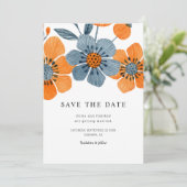 Boho Oranje Blossom Floral Wedding Save The Date (Staand voorkant)