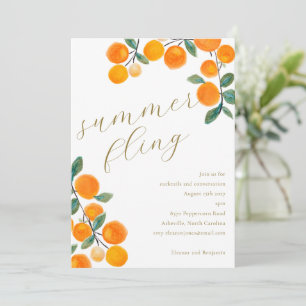 Boho Oranje Citrus Fruit Waterverf Zomerfeest Kaart