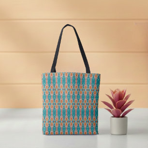 Boho oranje en turquoise door volksstammen geïnspi draagtas
