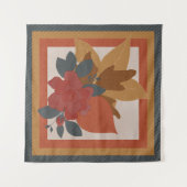 Boho Oranje Geel Blauw Rood Getextureerd Botanisch Wandkleed (Voorkant (horizontaal))