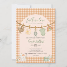 Boho Oranje Gingham Waslijn Baby Shower