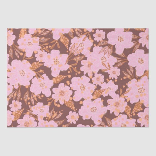 Boho Oranje Rust All Occasion Floral Tissuepapier (Voorkant)