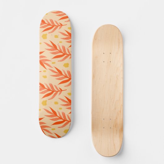 Boho Oranje Tropisch Leidt Oerwoud Plant esthetisc Skateboard (Voorkant)