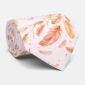 Boho Oranje veren bruiloft Stropdas (Opgerold)