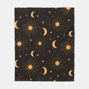 Boho oranje zon en maan patroon    fleece deken