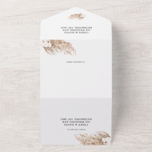 Boho Orchard Pampas Grass All in One Uitnodiging (Buitenkant)
