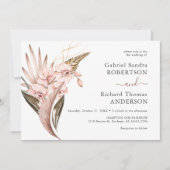 Boho Orchid Pampas Terracotta Faire-part de mariag (Devant)