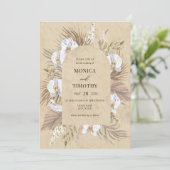 Boho Orchidee Bloem Bruiloft Kaart (Staand voorkant)