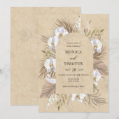 Boho Orchidee Bloem Bruiloft Kaart (Voorkant / Achterkant)