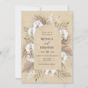 Boho Orchidee Bloem Bruiloft  Kaart