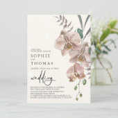 Boho orchideeën elegante bruiloft kaart (Staand voorkant)