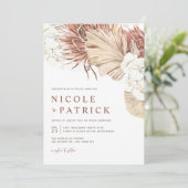 Boho Orchids en Dried Palm Leaves Wedding Kaart (Staand voorkant)