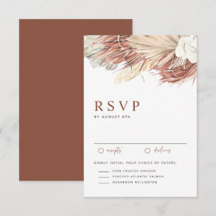 Boho Orchids en Dried Palm Leaves Wedding RSVP Kaartje