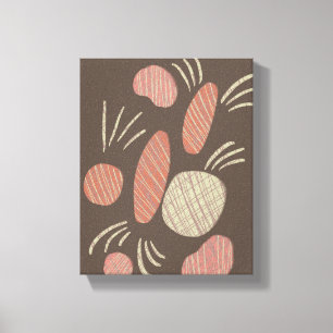 Boho Organische Stenen Rotsblokken Collage Canvas Afdruk