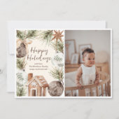 Boho Ornament Surround Flat Holiday Kaart (Voorkant)