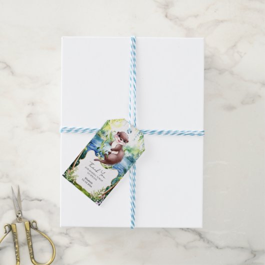 Boho Otter-Baby shower Cadeaulabel (Met Touw)