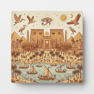 Boho Oud-Egyptische Stad Illustratie-Terracotta Fotoplaat