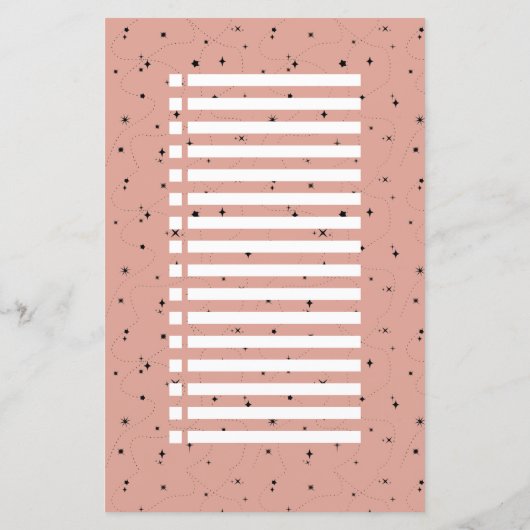 Boho oud roos verjaardagsfeestbenodigdheden checkl (Achterkant)