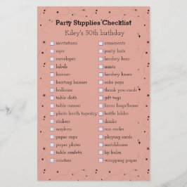 Boho oud roos verjaardagsfeestbenodigdheden checkl