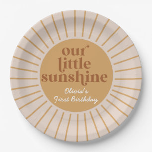 Boho Our Little Sunshine Verjaardag Papieren Bordje