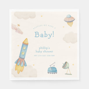 Boho Outer Space Raket Jongen Baby Shower Servet