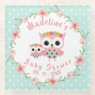 Boho Owl Baby shower Glass Onderzetter