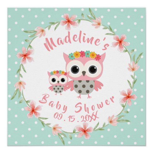 Boho Owl Baby shower Poster Perfect Poster (Voorkant)